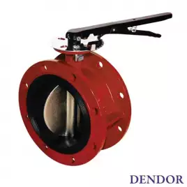 Затвор поворотный дисковый DENDOR 021F фланцевый чугунный для систем пожаротушения