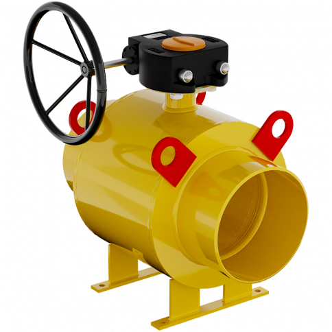 Кран шаровой газовый 11с67п GAS PRO 2ЦП.01.3 ст. 09Г2С Ду 300-800 под приварку стандартнопроходной с редуктором фото 1