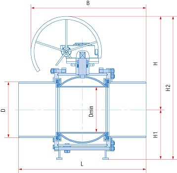 Кран шаровой разборный 11с67п СП.00.3 Ду от 40 до 700 мм ст. 20 стандартнопроходной под приварку с редуктором фото 2